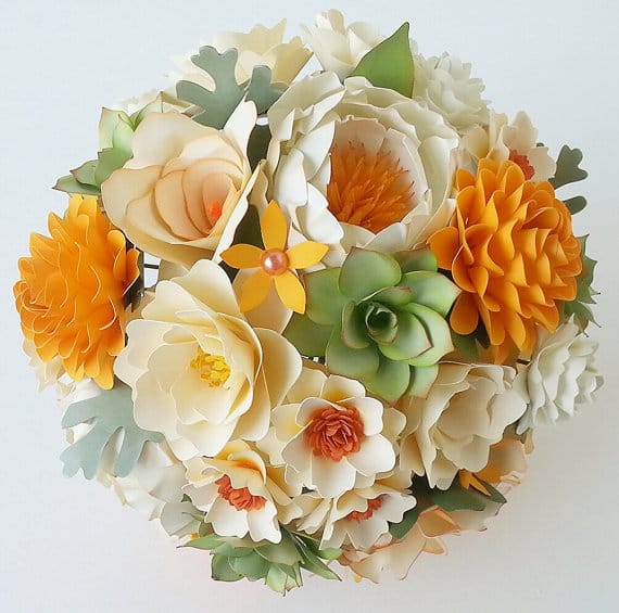 gorgeous paper flower wedding bouquet