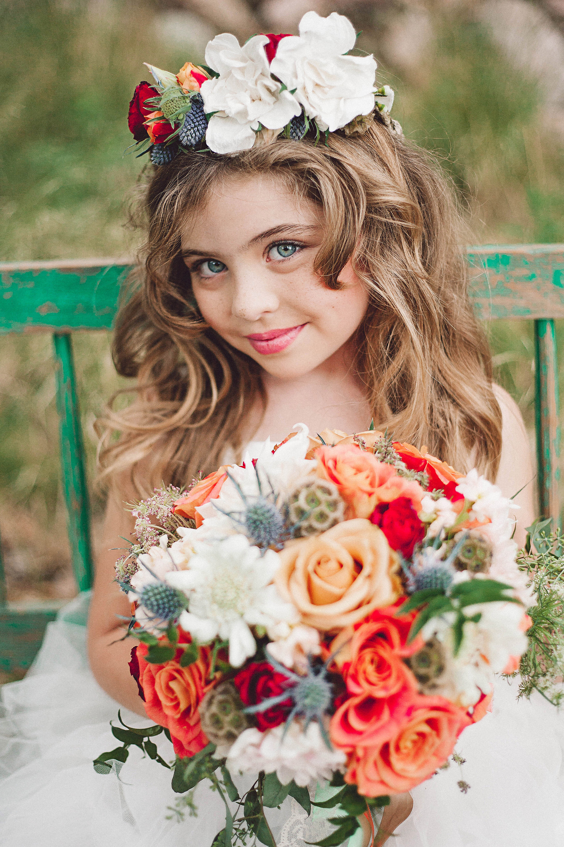 Flower girl with bouquet