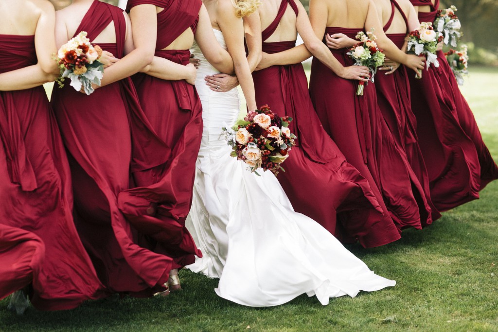 scarlet bridesmaids dresses